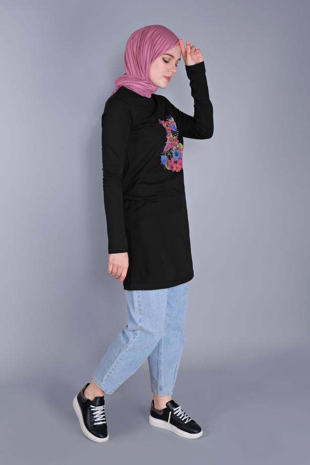 Hijab clothing  COTTON FLOWER PRINTED TUNIC 4206  - TRENDTESETTÜR