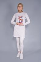 Vêtements hijab BLANC TUNIQUE EN COTON IMPRIMÉ FLEURS  4206