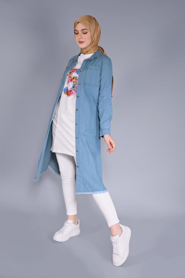 Vêtements hijab  COTTON FLOWER PRINTED TUNIC 4206  - TRENDTESETTÜR