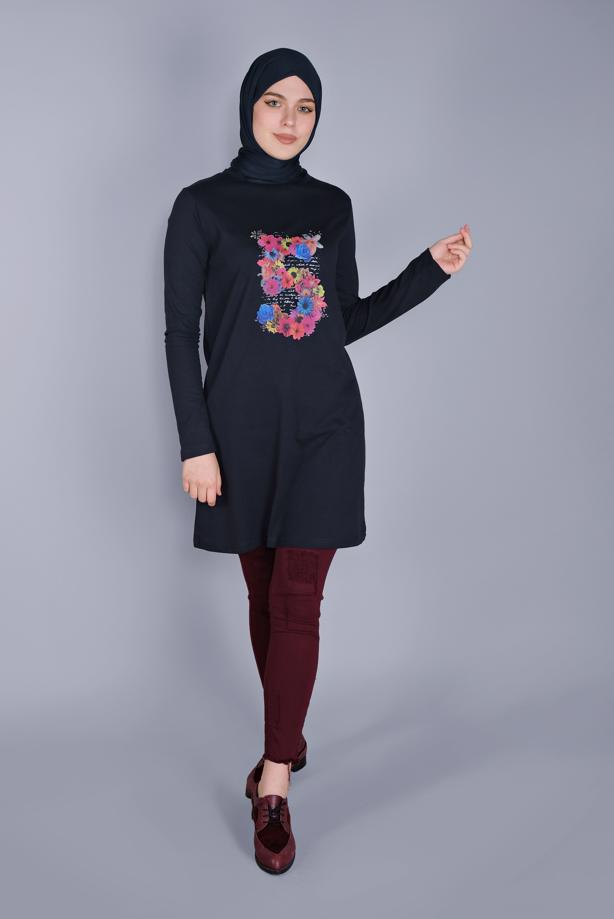 Vêtements hijab  COTTON FLOWER PRINTED TUNIC 4206  - TRENDTESETTÜR