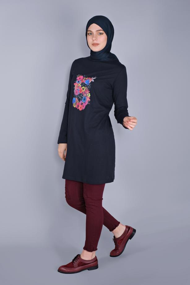 Vêtements hijab  COTTON FLOWER PRINTED TUNIC 4206  - TRENDTESETTÜR