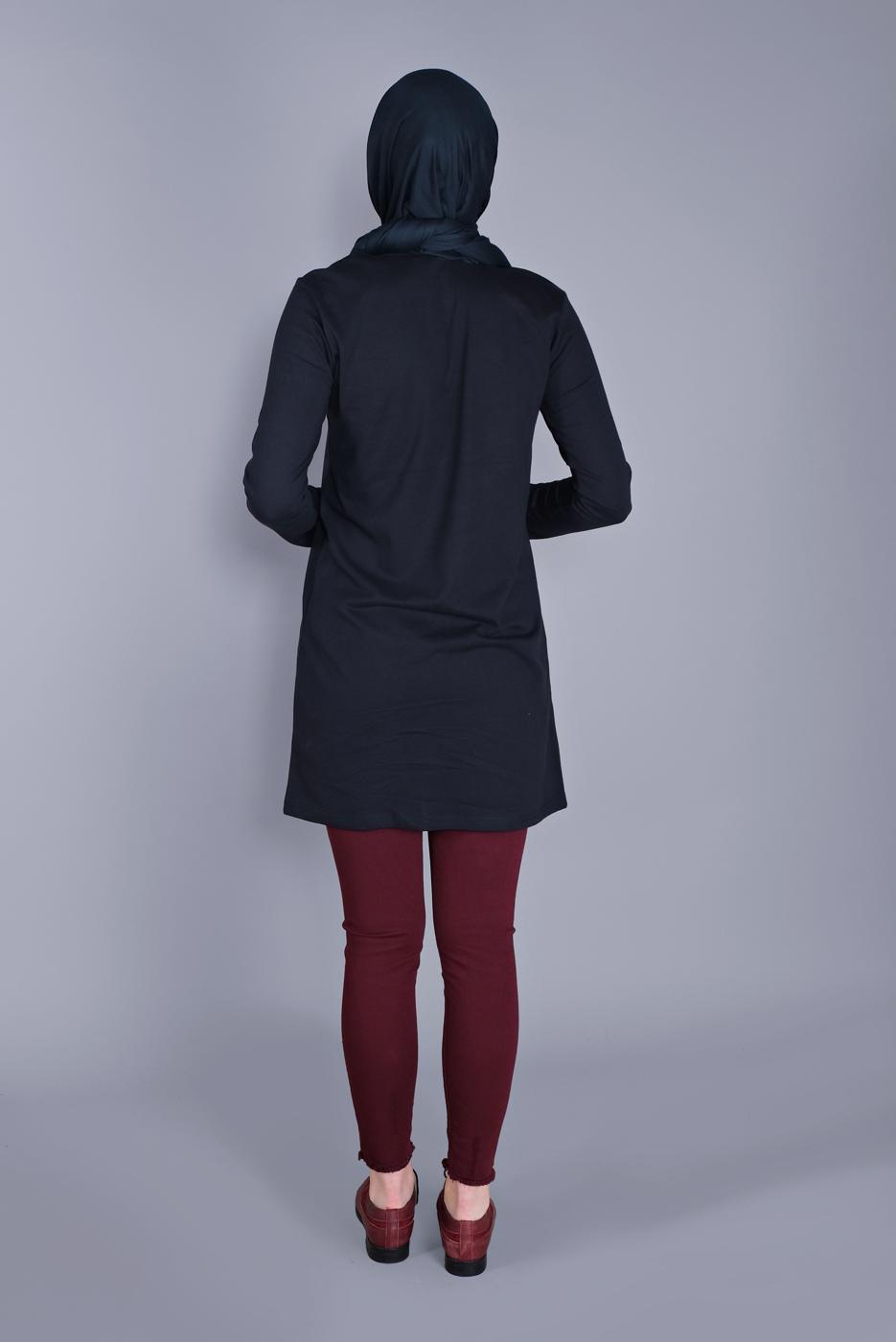 Vêtements hijab BLEU MARINE TUNIQUE EN COTON IMPRIMÉ FLEURS  4206