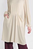 Tesettür giyim EKRU  ALVİNA  CEPLİ BİSİKLET YAKA TUNİK 4240