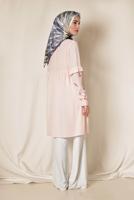 Tesettür giyim PEMBE ALVİNA KOLLARI NAKIŞLI BOL KESİM TUNİK 4274	