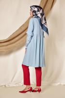 Tesettür giyim MAVİ ALVİNA KOLLARI NAKIŞLI BOL KESİM TUNİK 4274	