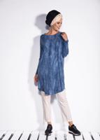 Tesettür giyim LACİVERT  ALVİNA  OMUZLARI ŞERİTLİ TUNİK 4326	