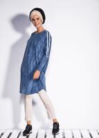 Tesettür giyim LACİVERT  ALVİNA  OMUZLARI ŞERİTLİ TUNİK 4326	