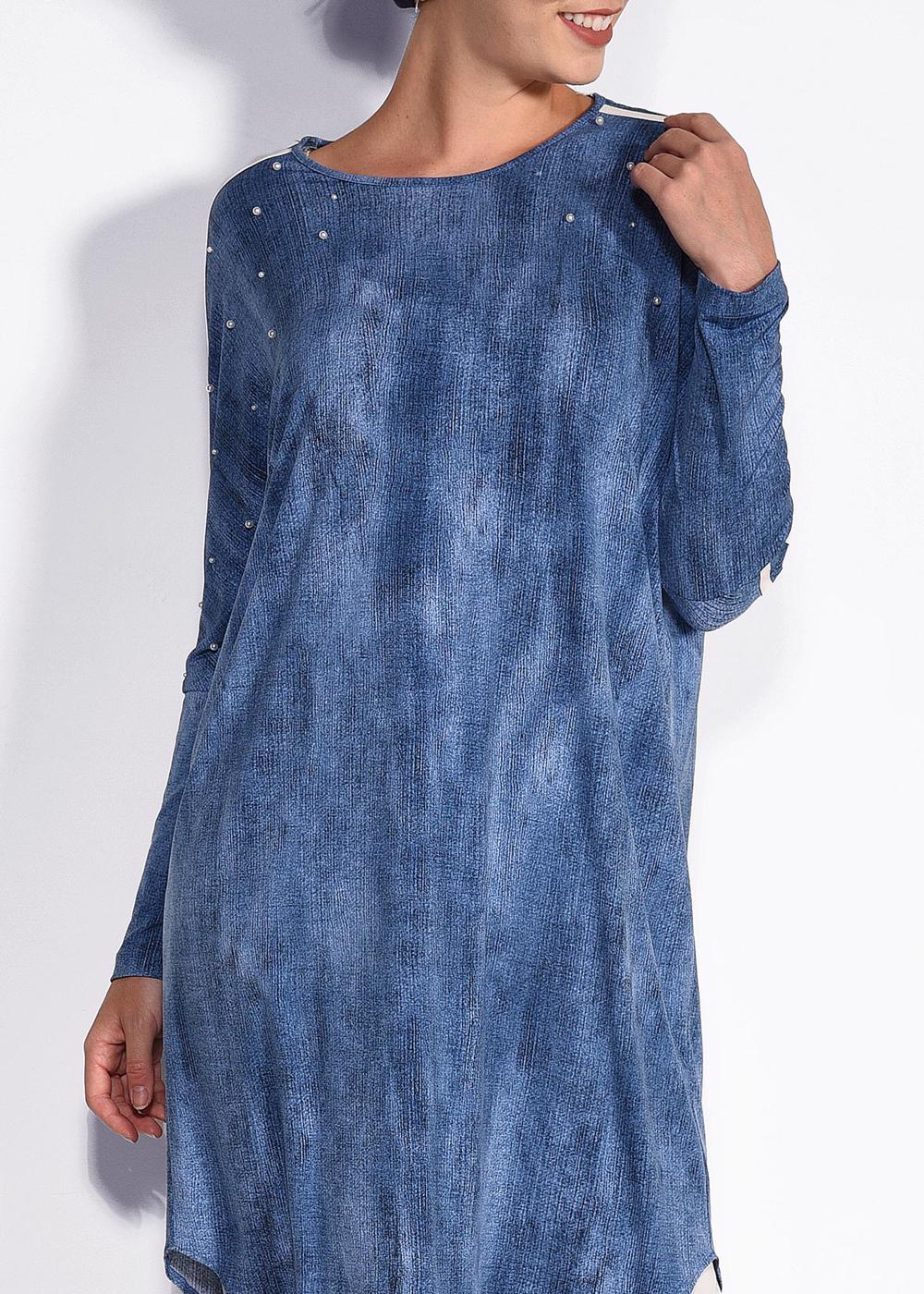 Tesettür giyim LACİVERT  ALVİNA  OMUZLARI ŞERİTLİ TUNİK 4326	