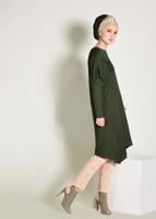 Tesettür giyim HAKİ ALVİNA TAŞ İŞLEMELİ ASİMETRİK KESİM TUNİK 4362