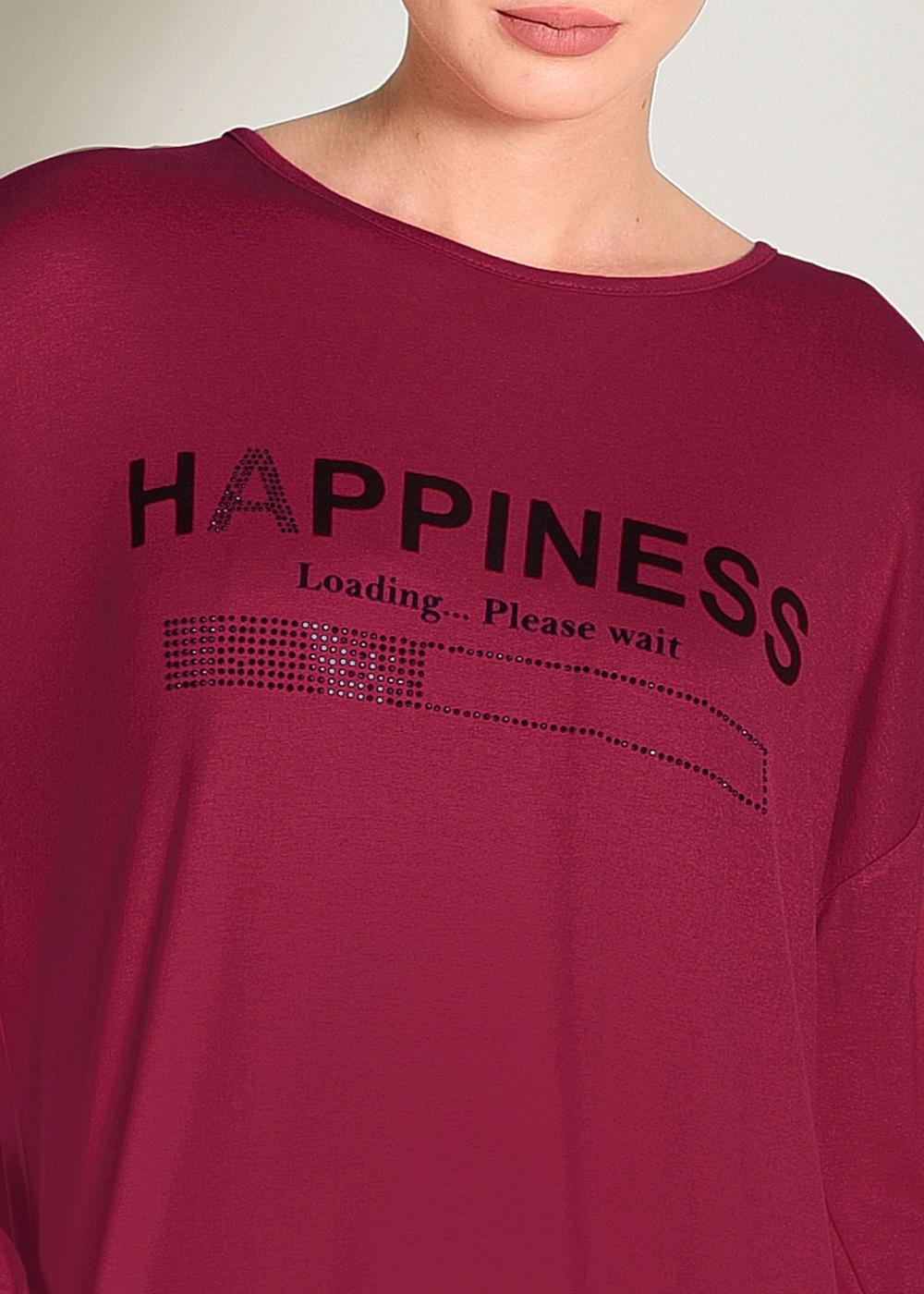 Tesettür giyim KIRMIZI ALVİNA YAZILI BASİC TUNİK 4365