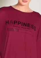 Tesettür giyim KIRMIZI ALVİNA YAZILI BASİC TUNİK 4365