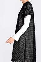 Tesettür giyim SİYAH ALVİNA FİLELİ GROGREN ŞERİTLİ İKİLİ TUNİK 4378