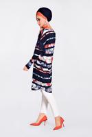 Tesettür giyim LACİVERT ALVİNA PÜSKÜLLÜ VE ÇİÇEK DESENLİ TUNİK 4384