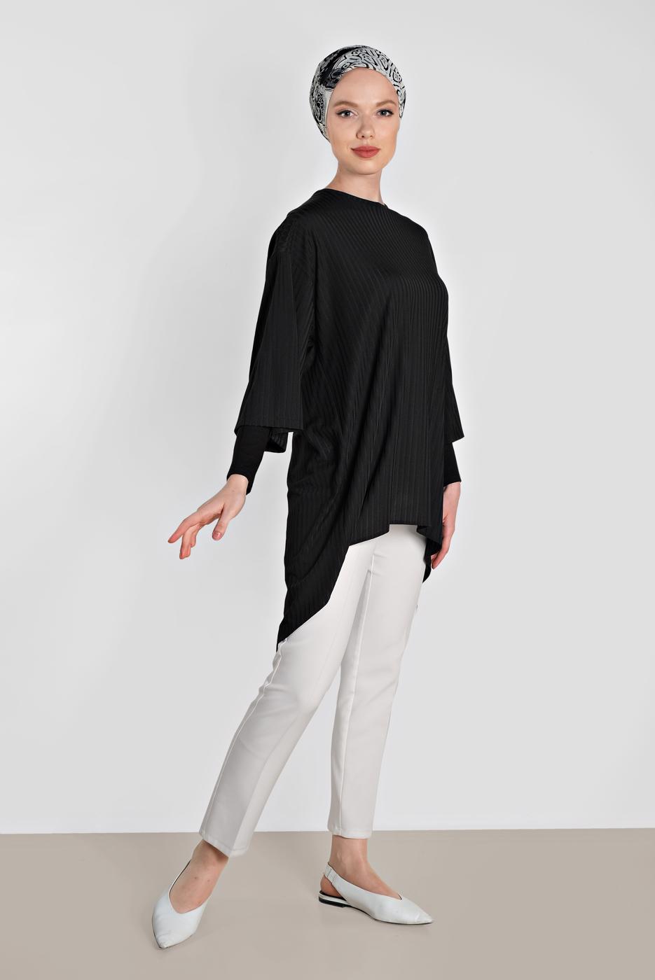 Tesettür giyim SİYAH T 4494 ALVİNA HAZEL TUNİK 38/44 TEK40