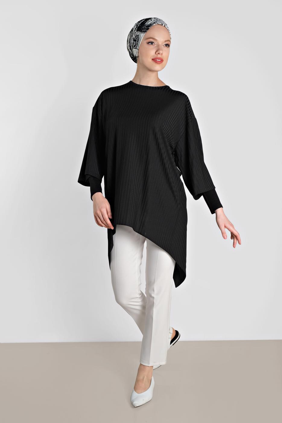 Tesettür giyim SİYAH T 4494 ALVİNA HAZEL TUNİK 38/44 TEK40