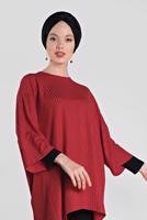 Tesettür giyim KIRMIZI T 4494 ALVİNA HAZEL TUNİK 38/44 TEK40