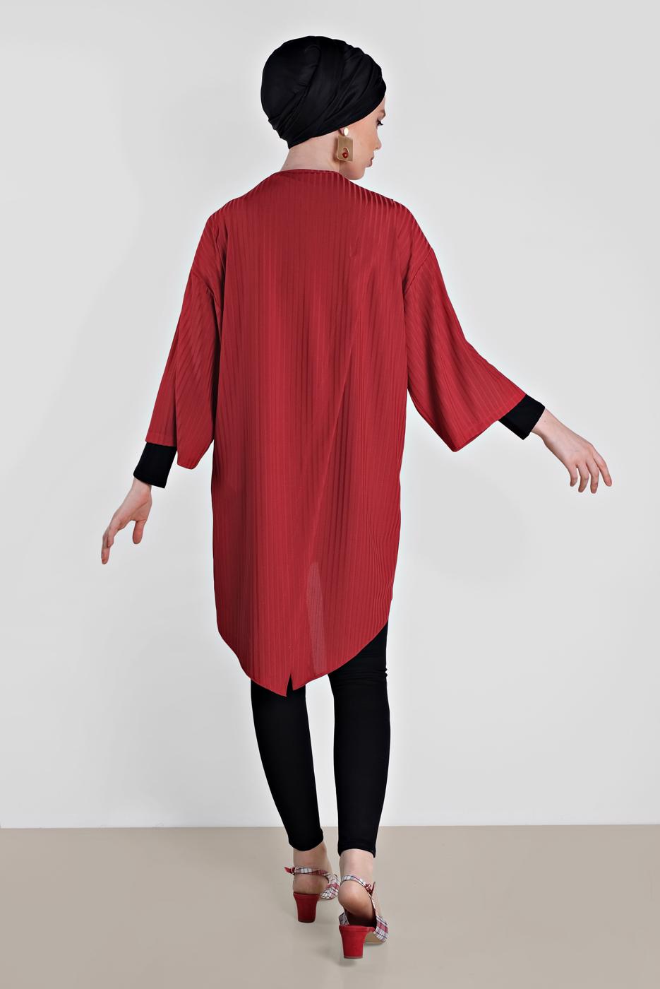 Tesettür giyim KIRMIZI T 4494 ALVİNA HAZEL TUNİK 38/44 TEK40