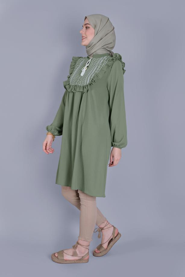 Hijab clothing  TIE DETAIL RUFFLED TUNIC 4536  - TRENDTESETTÜR