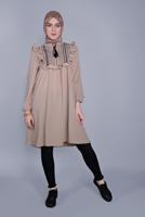 Vêtements hijab BEIGE TUNIQUE À VOLANTS 4536
