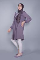 Hijab clothing PURPLE TIE DETAIL RUFFLED TUNIC 4536 