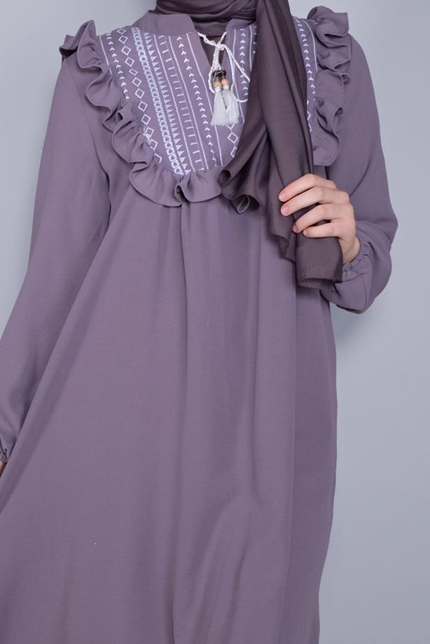 Hijab clothing  TIE DETAIL RUFFLED TUNIC 4536  - TRENDTESETTÜR