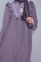 Hijab clothing PURPLE TIE DETAIL RUFFLED TUNIC 4536 