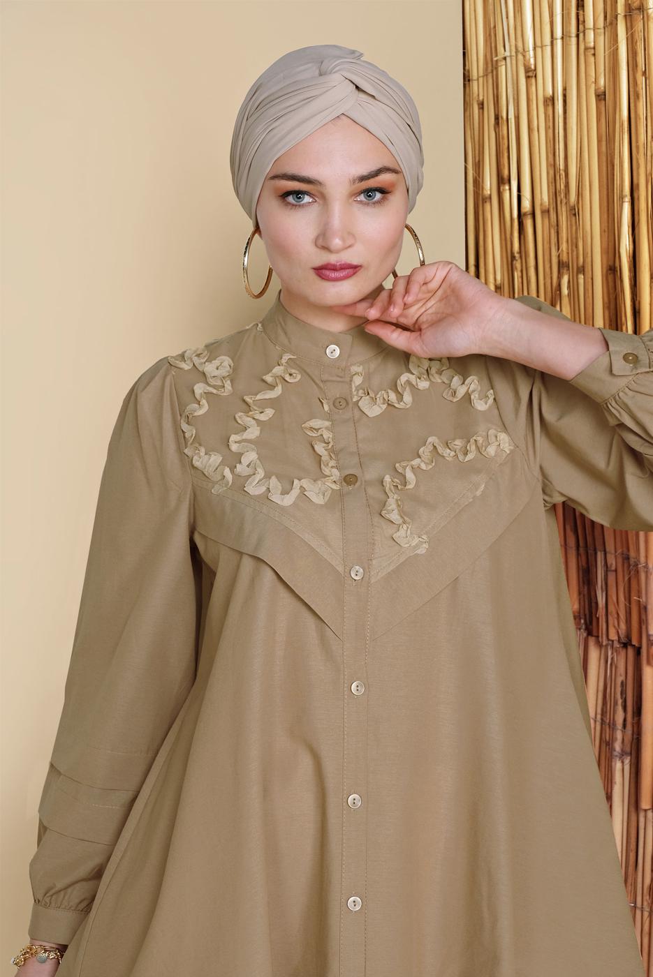 Hijab clothing BROWN BUTTONED SALAS TUNIC 4726 