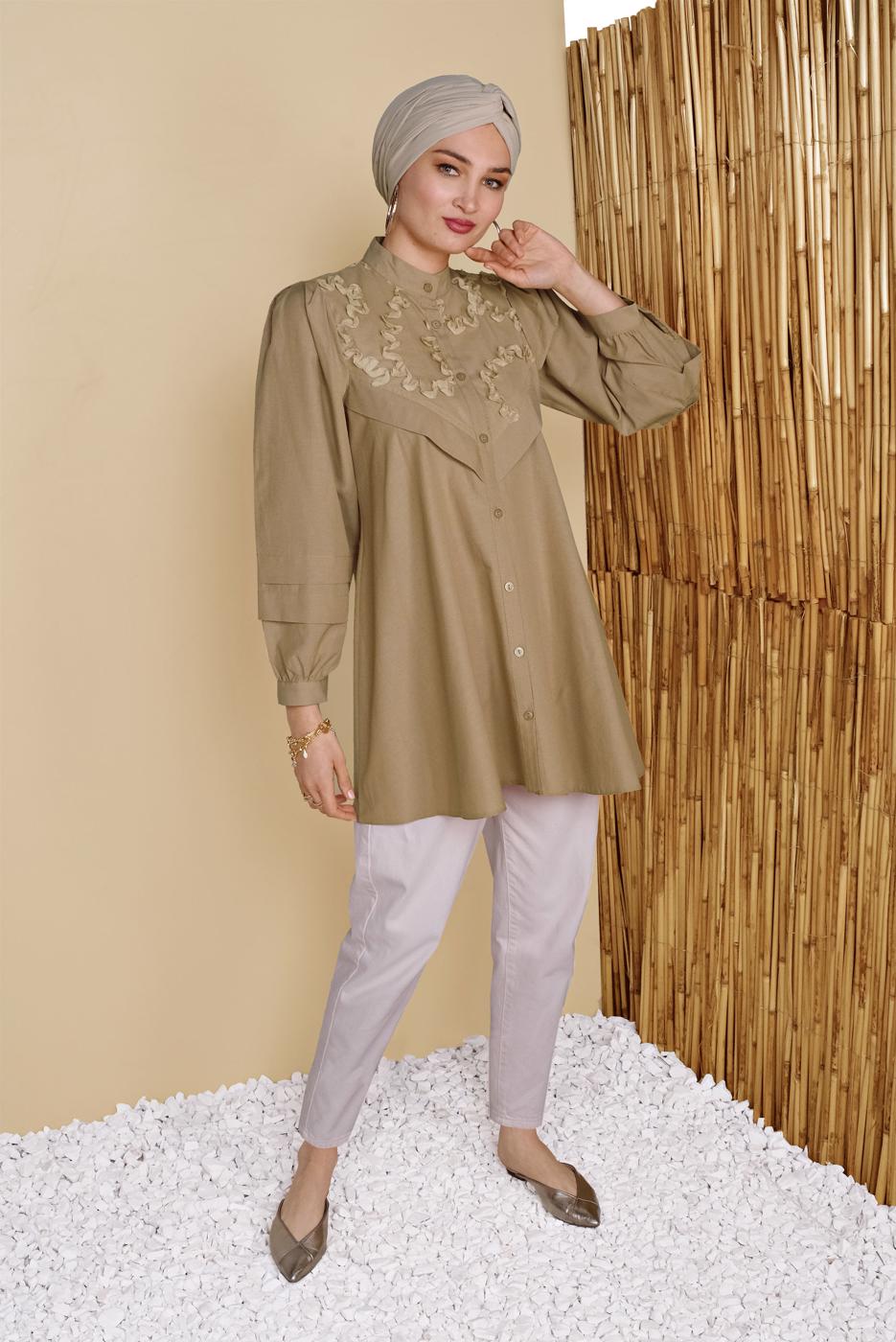 Hijab clothing BROWN BUTTONED SALAS TUNIC 4726 