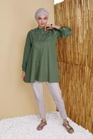 Tesettür giyim HAKİ DÜĞMELİ SALAŞ TUNİK 4726