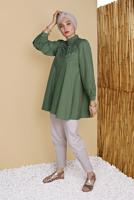 Tesettür giyim HAKİ DÜĞMELİ SALAŞ TUNİK 4726