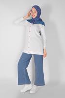 Tesettür giyim LACİVERT ÇIT ÇITLI KAPÜŞONLU TUNİK  4856 