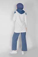 Tesettür giyim LACİVERT ÇIT ÇITLI KAPÜŞONLU TUNİK  4856 