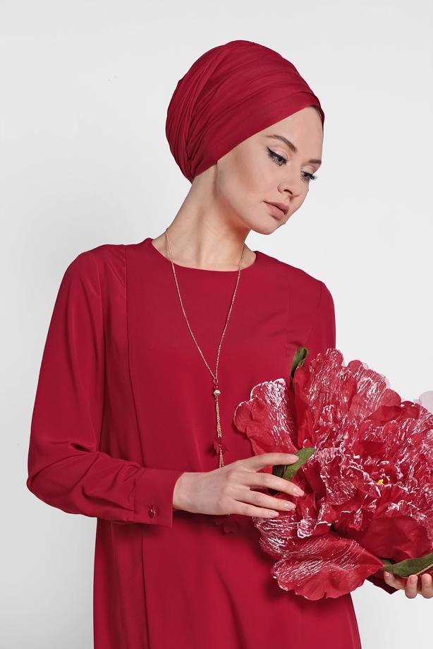 Tesettür giyim  ALVİNA ASİMETRİK KESİM KOLYELİ TUNİK T 4862 - TRENDTESETTÜR