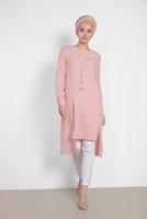 Tesettür giyim PUDRA ALVİNA ASİMETRİK KESİM KOLYELİ TUNİK T 4862
