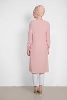 Tesettür giyim PUDRA ALVİNA ASİMETRİK KESİM KOLYELİ TUNİK T 4862