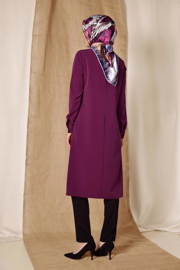 Tesettür giyim  ALVİNA ASİMETRİK KESİM KOLYELİ TUNİK T 4862 - TRENDTESETTÜR