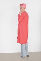 Tesettür giyim TURUNCU ALVİNA ASİMETRİK KESİM KOLYELİ TUNİK T 4862