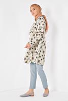 Tesettür giyim BEJ ALVİNA FLORAL DESENLİ VOLANLI TUNİK 4938