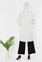 Tesettür giyim KREM ALVİNA YAKASI BROŞLU VOLAN DETAYLI TUNİK 4939