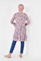 Tesettür giyim PEMBE  ALVİNA ETEK UCU VE KOLLARI FIRFIRLI TUNİK 4971