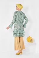 Tesettür giyim MAVİ  ALVİNA ETEK UCU VE KOLLARI FIRFIRLI TUNİK 4971