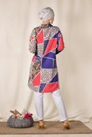 Tesettür giyim LACİVERT  ALVİNA RENKLİ DESENLİ ÖNDEN DÜĞMELİ TUNİK 4983