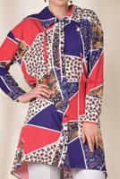 Tesettür giyim LACİVERT  ALVİNA RENKLİ DESENLİ ÖNDEN DÜĞMELİ TUNİK 4983