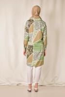 Tesettür giyim YEŞİL  ALVİNA RENKLİ DESENLİ ÖNDEN DÜĞMELİ TUNİK 4983