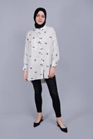 Vêtements hijab ÉCRU TUNIQUE À BOUTONS IMPRIMÉ NUMÉRO 50112