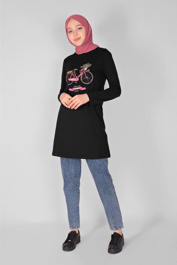Tesettür giyim  BASKI DETAYLI TUNİK  5106  - TRENDTESETTÜR