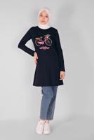 Hijab clothing NAVY BLUE PRINTED TUNIC 5106 