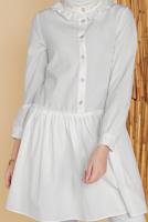 Tesettür giyim BEYAZ ETEK UCU VOLANLI SALAŞ TUNİK 5165