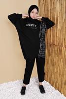 Hijab clothing BLACK PATTERNED TRACKSUIT TUNIC 6656 