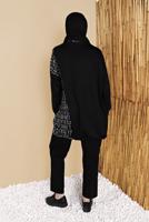 Hijab clothing BLACK PATTERNED TRACKSUIT TUNIC 6656 